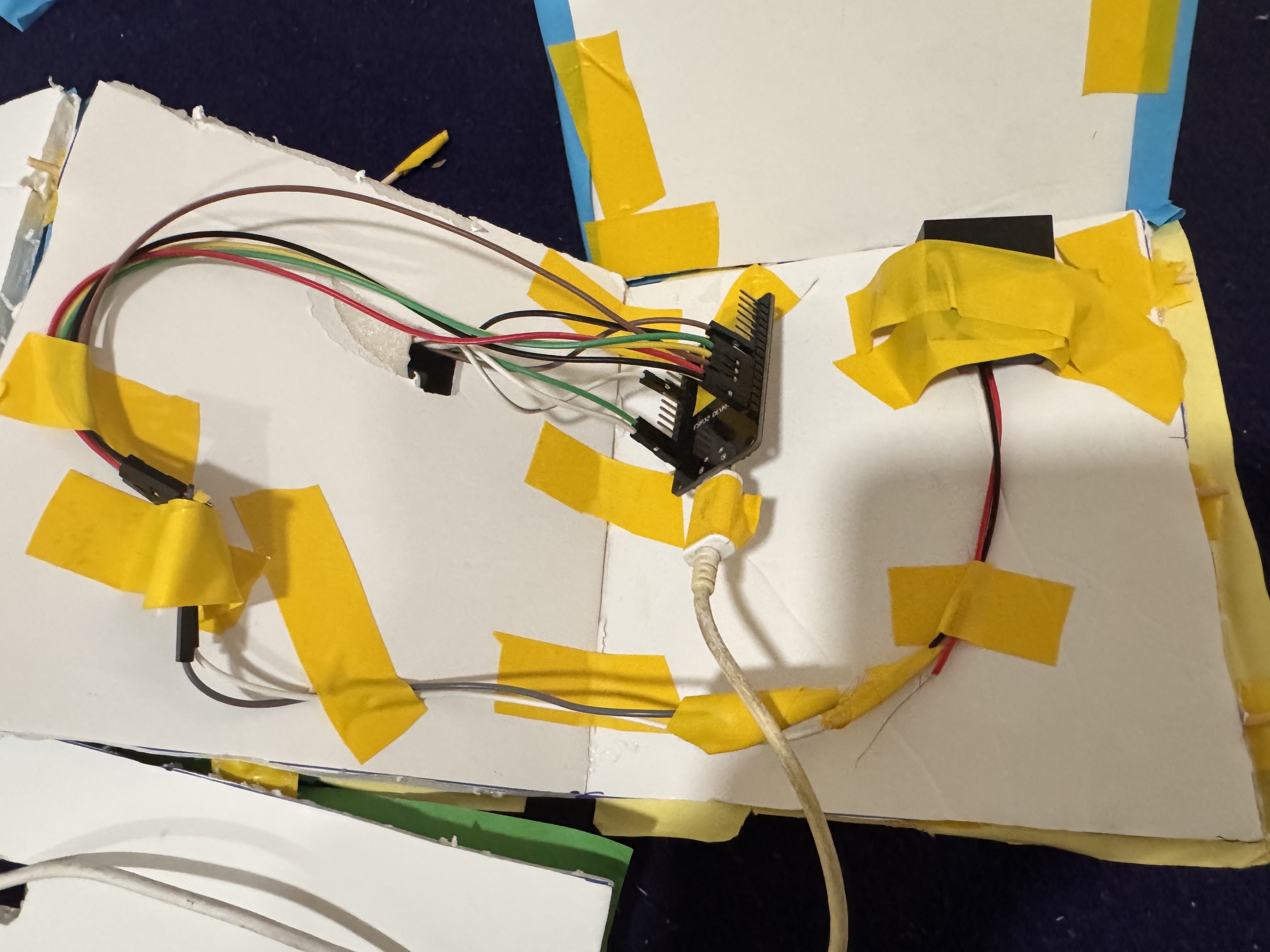 View of the internal wiring with ESP32 and jumper wires